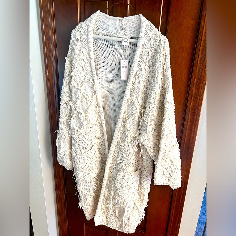 Anthropology cardigan Not real heavy so seasonal wear absolutely.